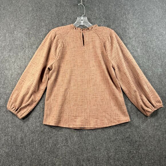 Anthropologie Current Air Jasia Blouse Women's Extra Small Orange Brown Ballon - Picture 6 of 8